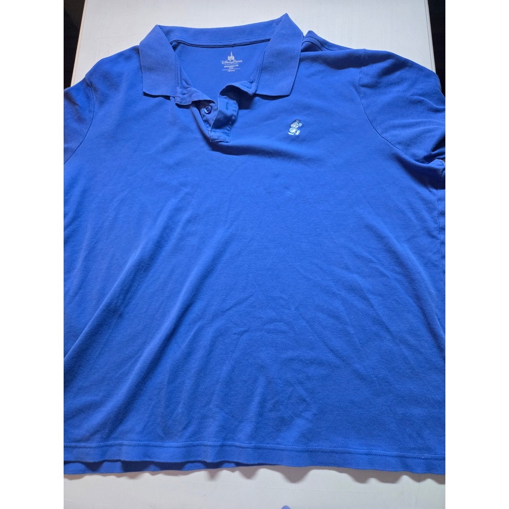 Disney Parks Polo Shirt Men's XXL Royal Blue Mickey Mouse Embroidered Modern Fit